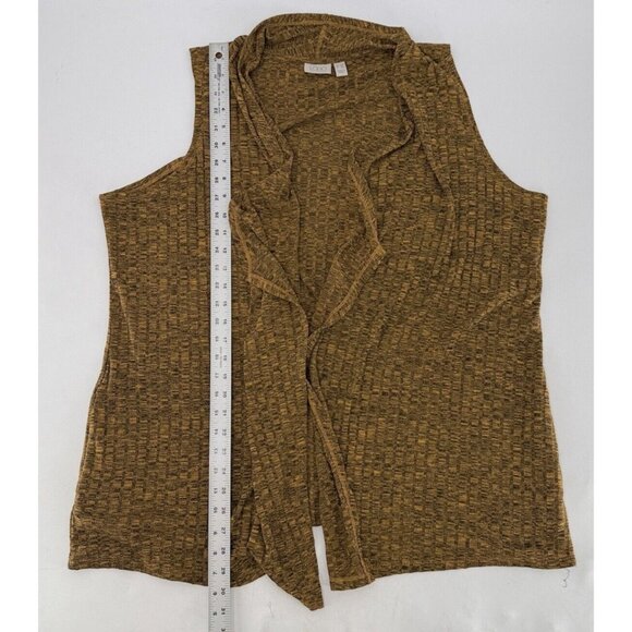 LOGO Lori Goldstein Marled Yellow Waterfall Ribbed Knit Sleeveless Vest Sz 2x - Picture 9 of 10